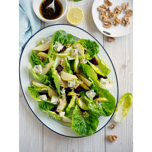 Pear and Blue Cheese salad with Jacfruit Organic Romaine Lettuce